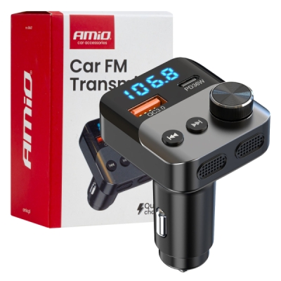AMiO - FM transmitter 1×USB-A 1×USB-C 12/24V