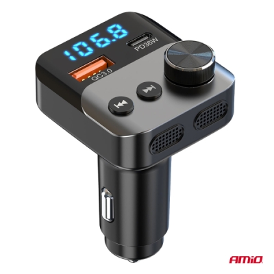 AMiO - FM transmitter 1×USB-A 1×USB-C 12/24V