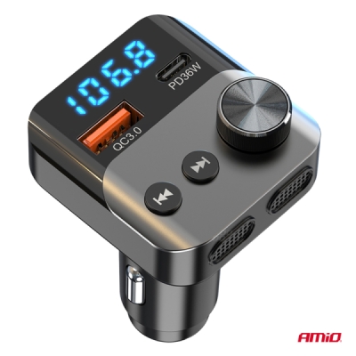 AMiO - FM transmitter 1×USB-A 1×USB-C 12/24V