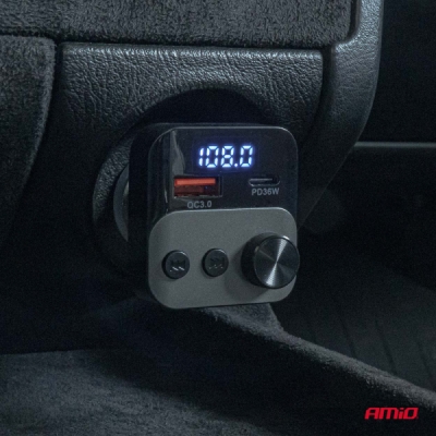 AMiO - FM transmitter 1×USB-A 1×USB-C 12/24V