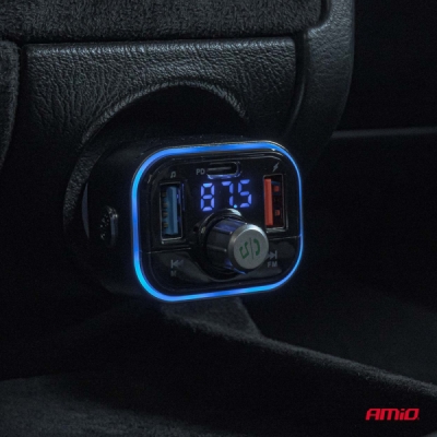 AMiO - FM transmitter 1×USB-C microSD 12V 24V