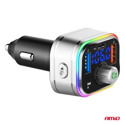 AMiO - FM transmitter 1×USB-C microSD 12V 24V