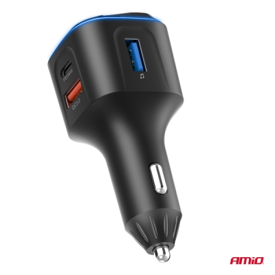 AMiO - FM transmitter 1×USB-A 2×USB-C 12/24V