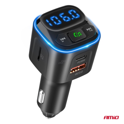 AMiO - FM transmitter 1×USB-A 2×USB-C 12/24V
