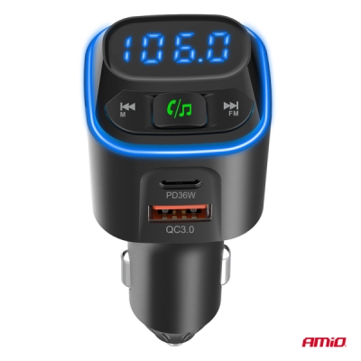 AMiO - FM transmitter 1×USB-A 2×USB-C 12/24V
