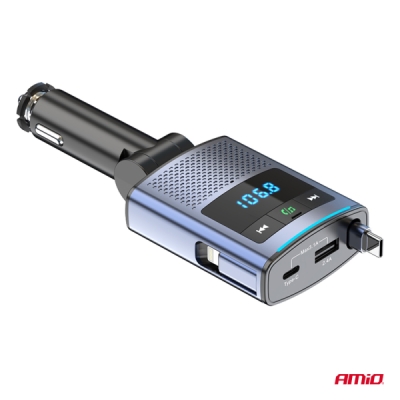 AMiO - FM transmitter 1×USB-A 1×USB-C 12/24V