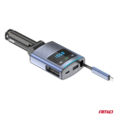 AMiO - FM transmitter 1×USB-A 1×USB-C 12/24V