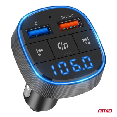 AMiO - FM transmitter 2×USB-A 12/24V