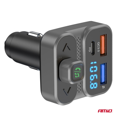 AMiO - FM transmitter 2×USB-A 1×USB 12V 24V