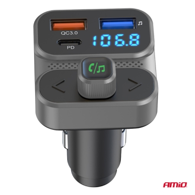 AMiO - FM transmitter 2×USB-A 1×USB 12V 24V
