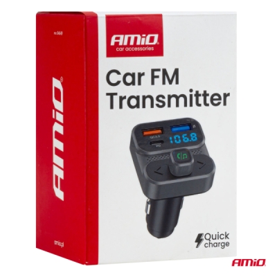 AMiO - FM transmitter 2×USB-A 1×USB 12V 24V