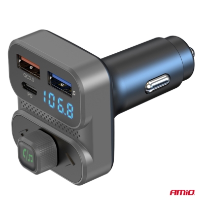 AMiO - FM transmitter 2×USB-A 1×USB 12V 24V