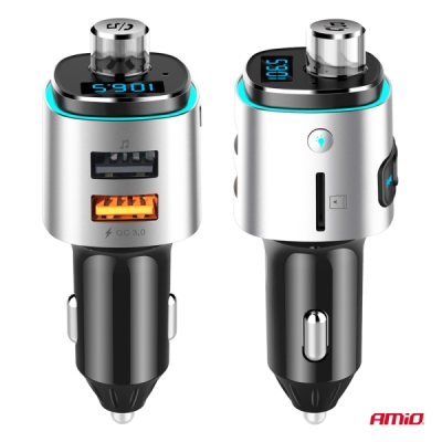 AMiO - FM transmitter 2×USB-A microSD 12/24V