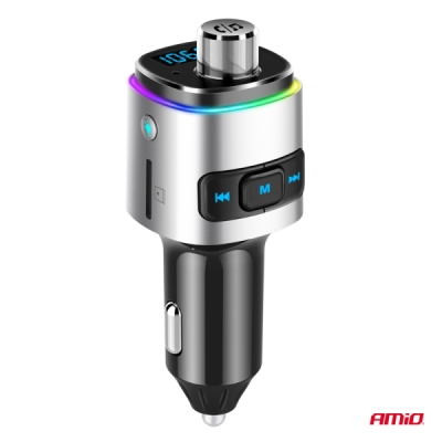 AMiO - FM transmitter 2×USB-A microSD 12/24V