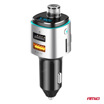 AMiO - FM transmitter 2×USB-A microSD 12/24V