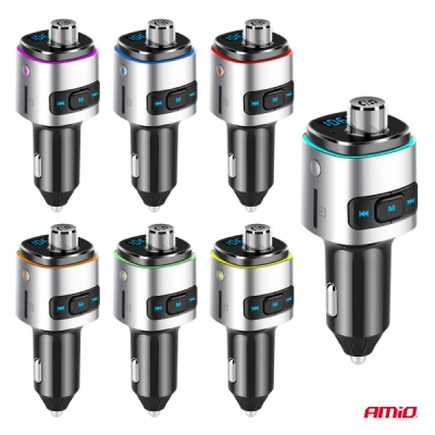 AMiO - FM transmitter 2×USB-A microSD 12/24V