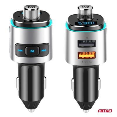 AMiO - FM transmitter 2×USB-A microSD 12/24V
