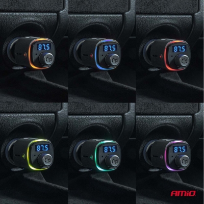 AMiO - FM transmitter 2×USB-A microSD 12/24V