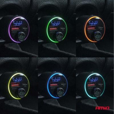 AMiO - FM transmitter 1×USB-A 1×USB-C 12/24V