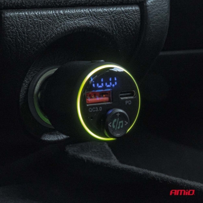 AMiO - FM transmitter 1×USB-A 1×USB-C 12/24V