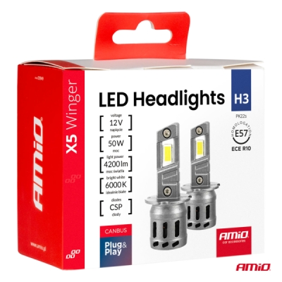 AMiO - LED žiarovky X5-series WINGER H3 6000K max 30W