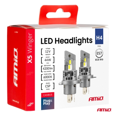 AMiO - LED žiarovky X5-series WINGER H4 6000K max 44W