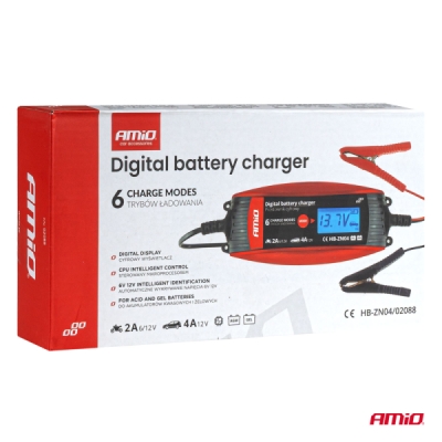 AMiO - Digitálna nabíjačka auto/moto 6V/12V - 2A/4A - DVL DBC-4A
