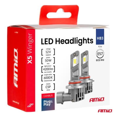 AMiO - LED žiarovky X5-series WINGER H8 H9 H11 6000K max 50W