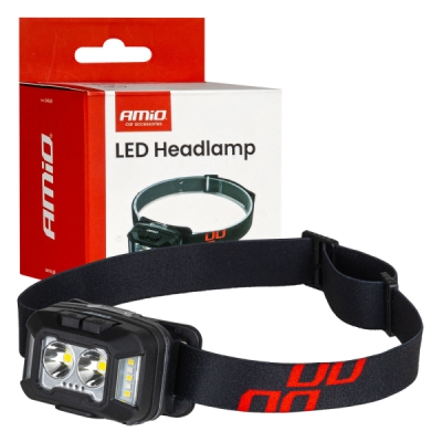AMiO - Čelovka LED 2xXPG+10SMD 1800mAh SUPER BRIGHT (BATT)