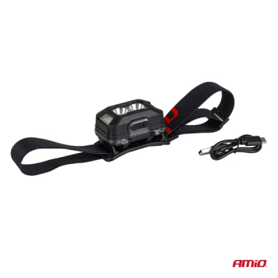 AMiO - Čelovka LED 2xXPG+10SMD 1800mAh SUPER BRIGHT (BATT)