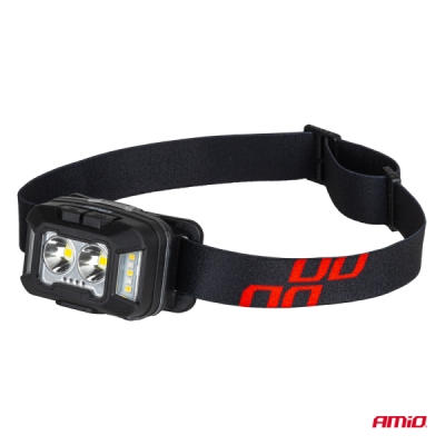 AMiO - Čelovka LED 2xXPG+10SMD 1800mAh SUPER BRIGHT (BATT)