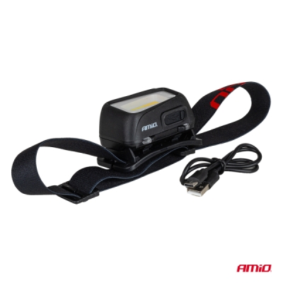 AMiO - Čelovka LED COB 1800mAh (BATT)
