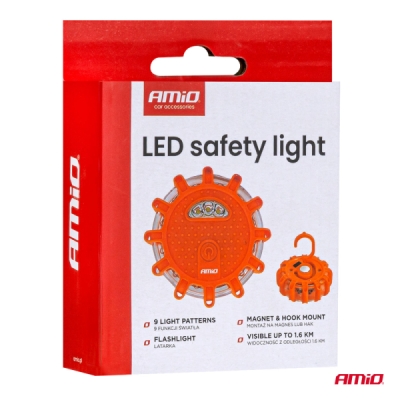 AMiO - Núdzové svietidlo LED 12SMD+3SMD 650mAh (BATT) červená