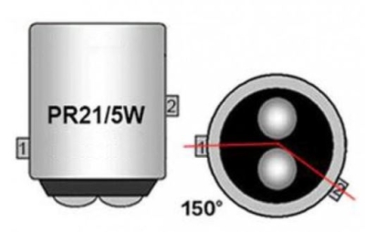 Žiarovka 12V PR21W 21W BAW15D červená