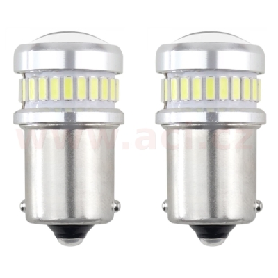 LED 12/24V 24xSMD 3014 + 6x SMD 3030 bílá 5600k BA15s CAN-BUS sada 2 ks