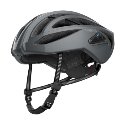 cyklo přilba s headsetem R2, SENA (matná šedá, vel. M)