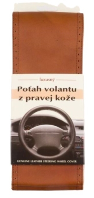 Poťah na volant z pravej kože - veľkosť A - HRDZAVÝ s hnedým obšitím
