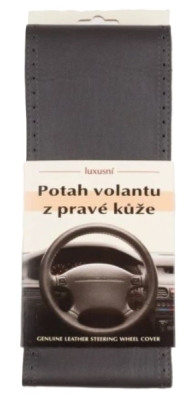 Poťah na volant z pravej kože - veľkosť AX -SIVÝ so sivým obšitím