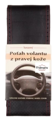 Poťah na volant z pravej kože s perforovaním - veľkosť AX - ČIERNY s červeným obšitím