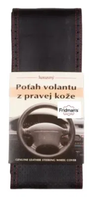 Poťah na volant z pravej kože s perforovaním - ČIERNY veľ.A s červeným obšitím