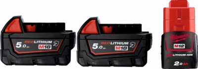 Milwaukee - Sada AKU 18V 2x 5.0Ah, 12V 1x2.0Ah