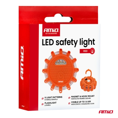 AMiO - Núdzové svietidlo LED 12SMD+3SMD 650mAh (BATT) červená