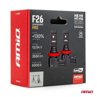 AMiO - LED žiarovky hlavného svietenia Séria F26 PRO LumiTec LIMITED +130% DUO FULL CANBUS H8 H9 H11 H16 12V 24V