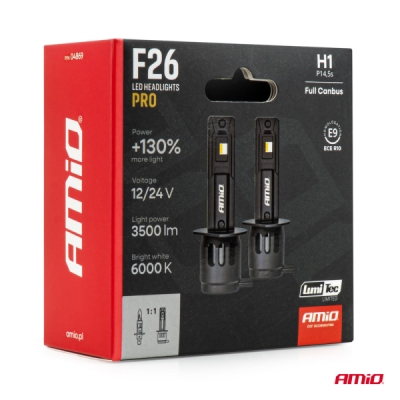 AMiO - LED žiarovky hlavného svietenia Séria F26 PRO LumiTec LIMITED +130% DUO FULL CANBUS H1 12V 24V