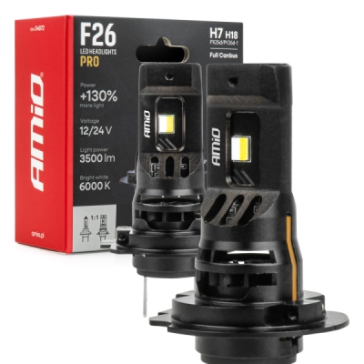 AMiO - LED žiarovky hlavného svietenia Séria F26 PRO LumiTec LIMITED +130% DUO FULL CANBUS H7 H18 12V 24V