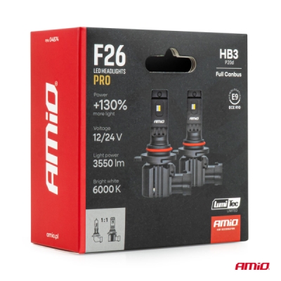 AMiO - LED žiarovky hlavného svietenia Séria F26 PRO LumiTec LIMITED +130% DUO FULL CANBUS HB3 12V 24V