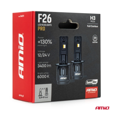 AMiO - LED žiarovky hlavného svietenia Séria F26 PRO LumiTec LIMITED +130% DUO FULL CANBUS H3 12V 24V