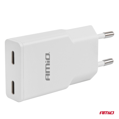 AMiO - Sieťová nabíjačka 230V 30W GaN 2xUSB-C