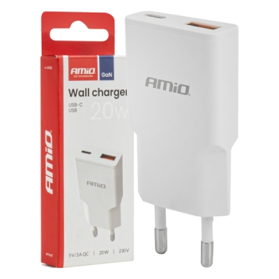 AMiO - Sieťová nabíjačka 230V 20W GaN USB-C USB-A
