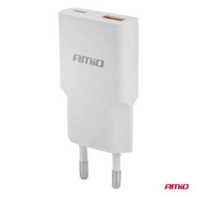 AMiO - Sieťová nabíjačka 230V 20W GaN USB-C USB-A